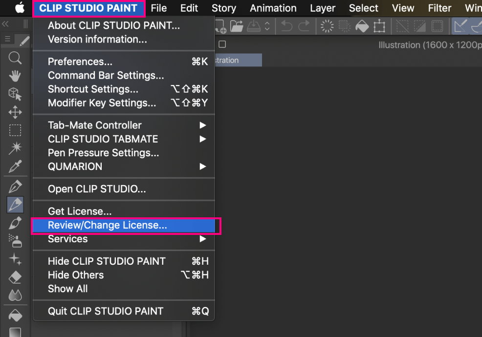 change clip studio paint into window for mat ion mac
