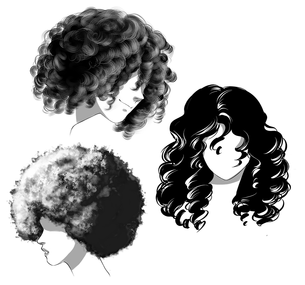 drawings of wavy hair