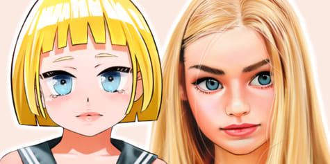 Colorable) Boy Anime Face Skin Tone 2