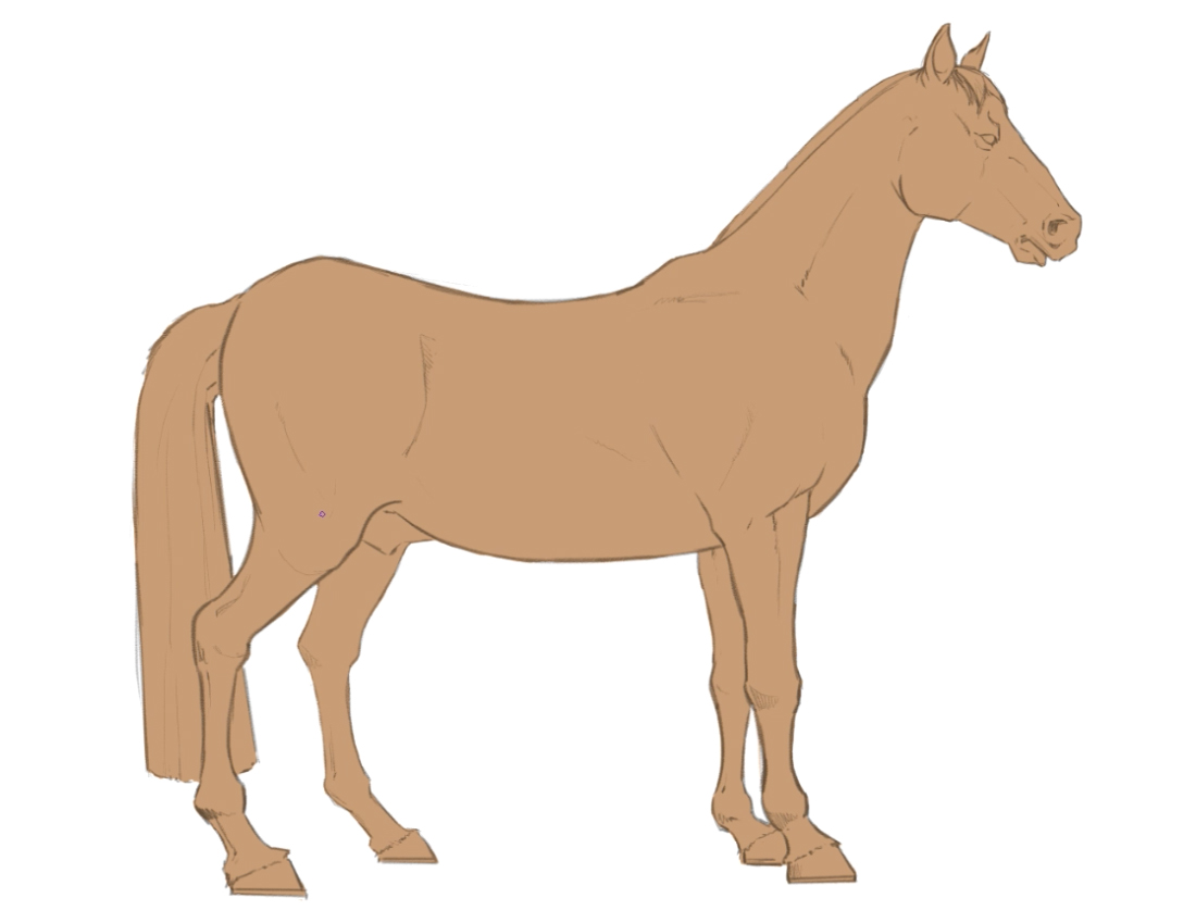 Colored sketch of my largest horse Areum  rRedDeadOnline