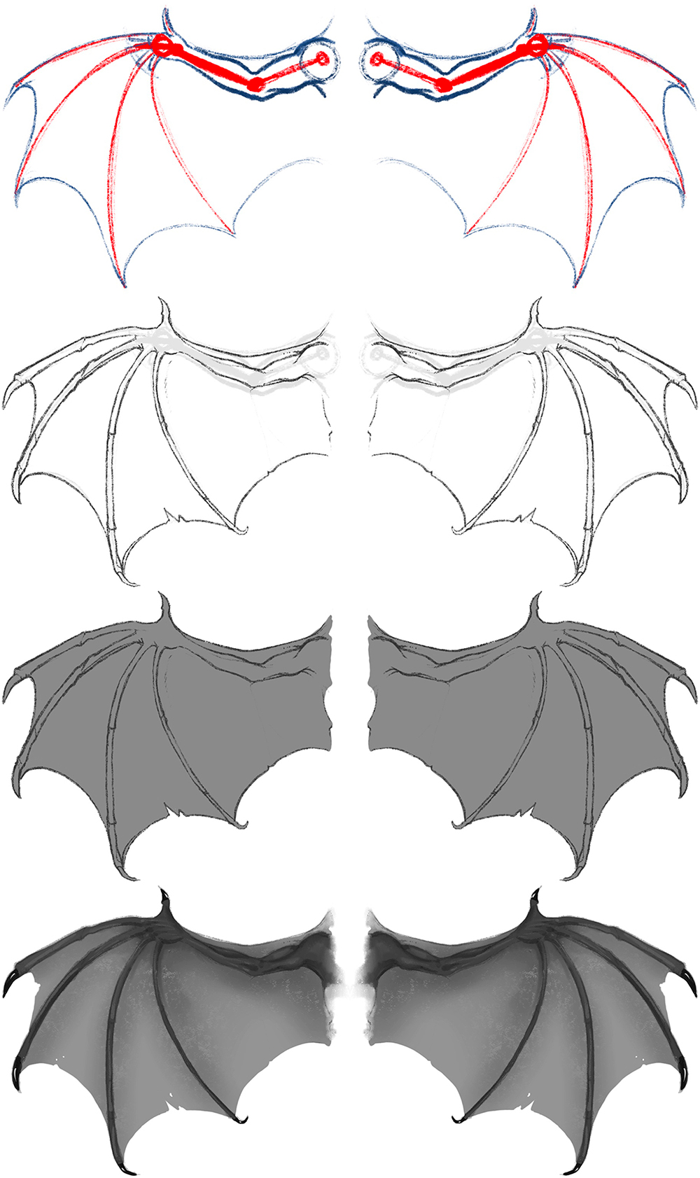 demons drawings with wings