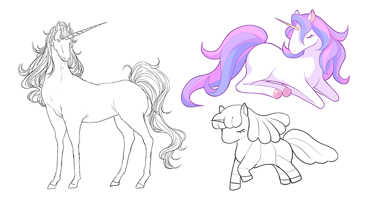 Let’s draw the a staple of fantasy animals, the unicorn.