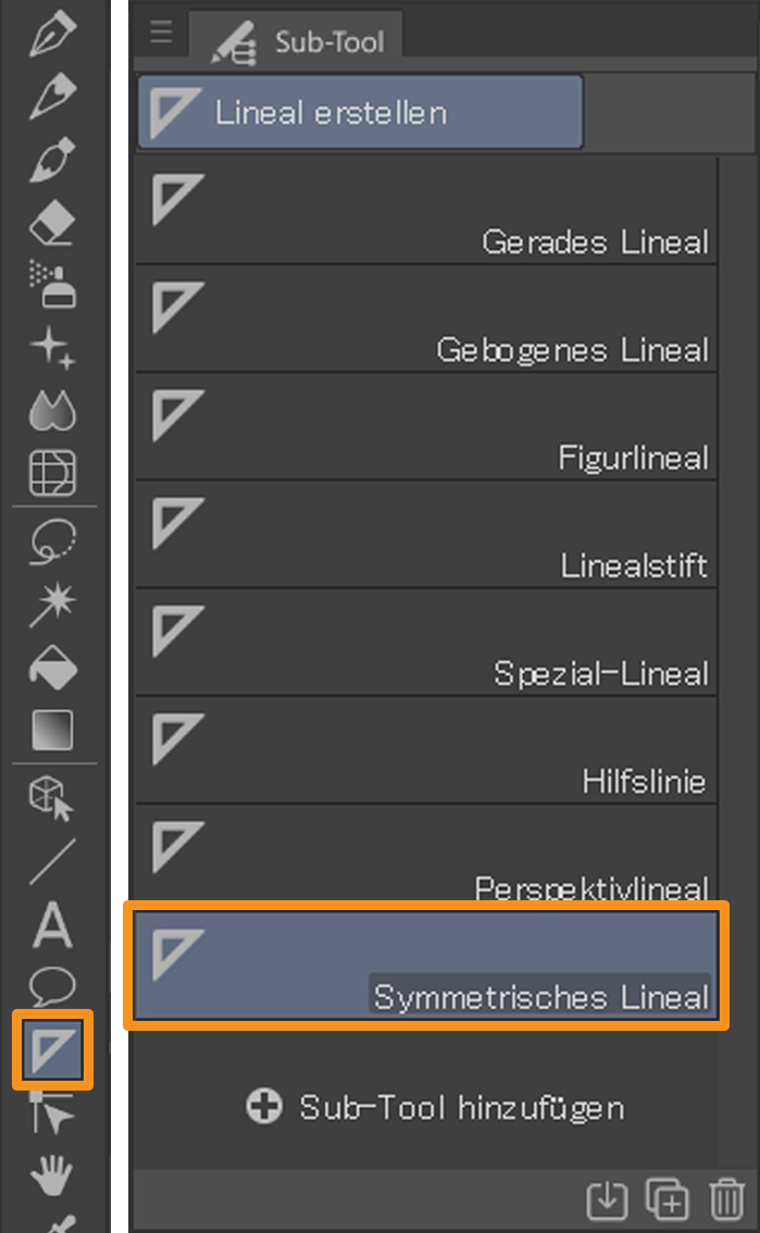 symmetrisches Lineal Clip Studio Paint toolbox