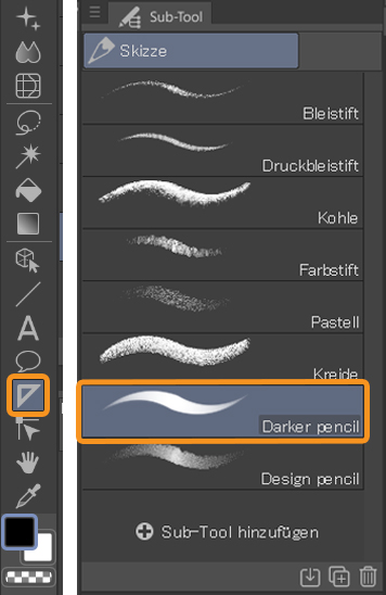 Clip Studio Paint Sub Tools Prencil Tool dunkler Bleistift