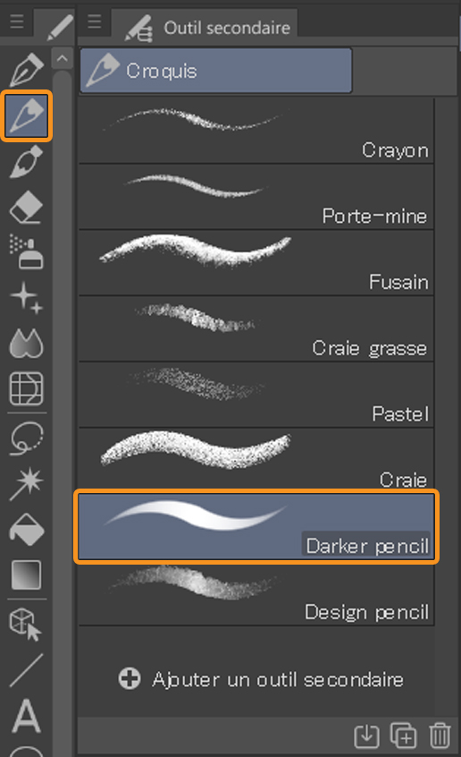 CLIP STUDIO PAINT Outil secondaire Outil de crayon darker pencil