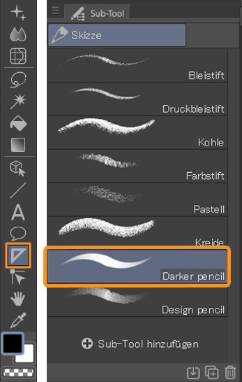 Clip Studio Paint Sub Tools Bleistift-Tool dunklerer Bleistift