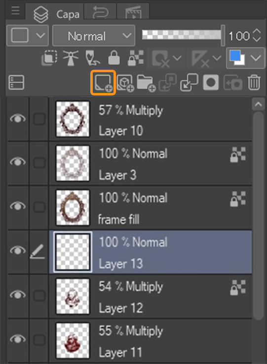 clip studio paint interfaz de usuario capas nueva capa 