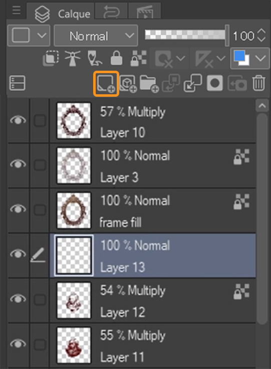 CLIP STUDIO PAINT interface utilisateur Nouveau calque 