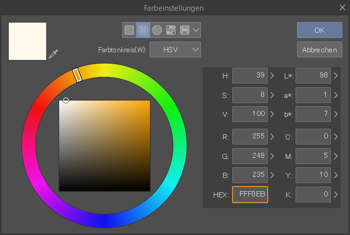 farbeinstellungen Über [Farbe] kreis hsv Über [Farbe]